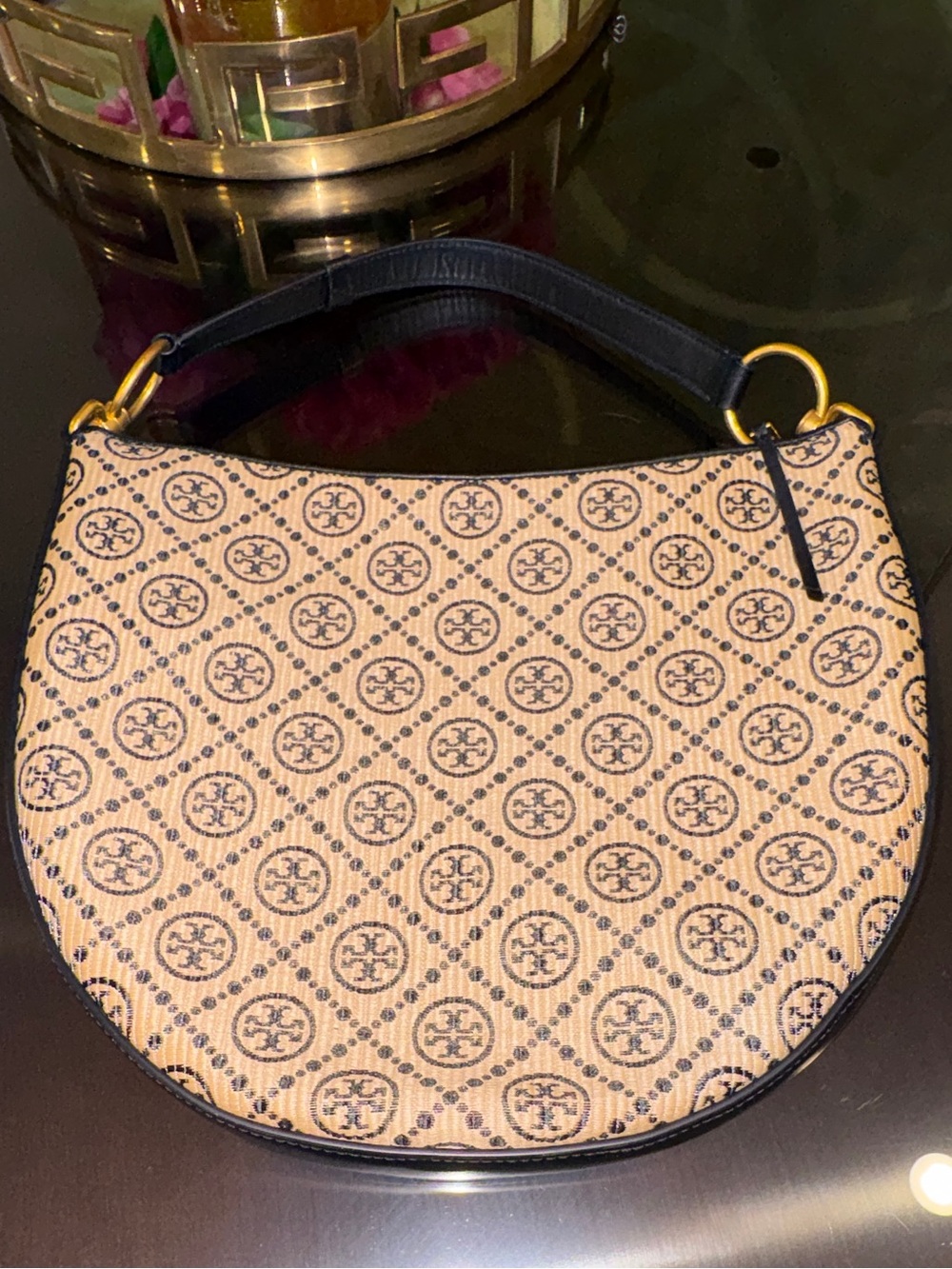 Tory Burch Raffia Woven Logo Half Moon Purse Shoulder Bag - Picture 6 of 13